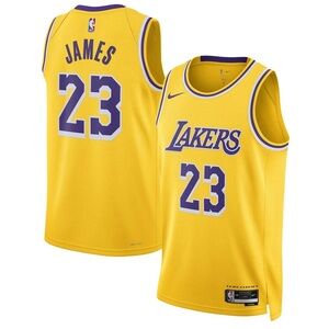 Nike Men's Los Angeles Lakers LeBron James Icon Edition Swingman Jersey Gold 23